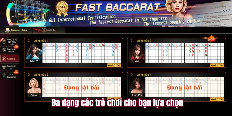 Đa dạng các trò chơi cho bạn lựa chọn